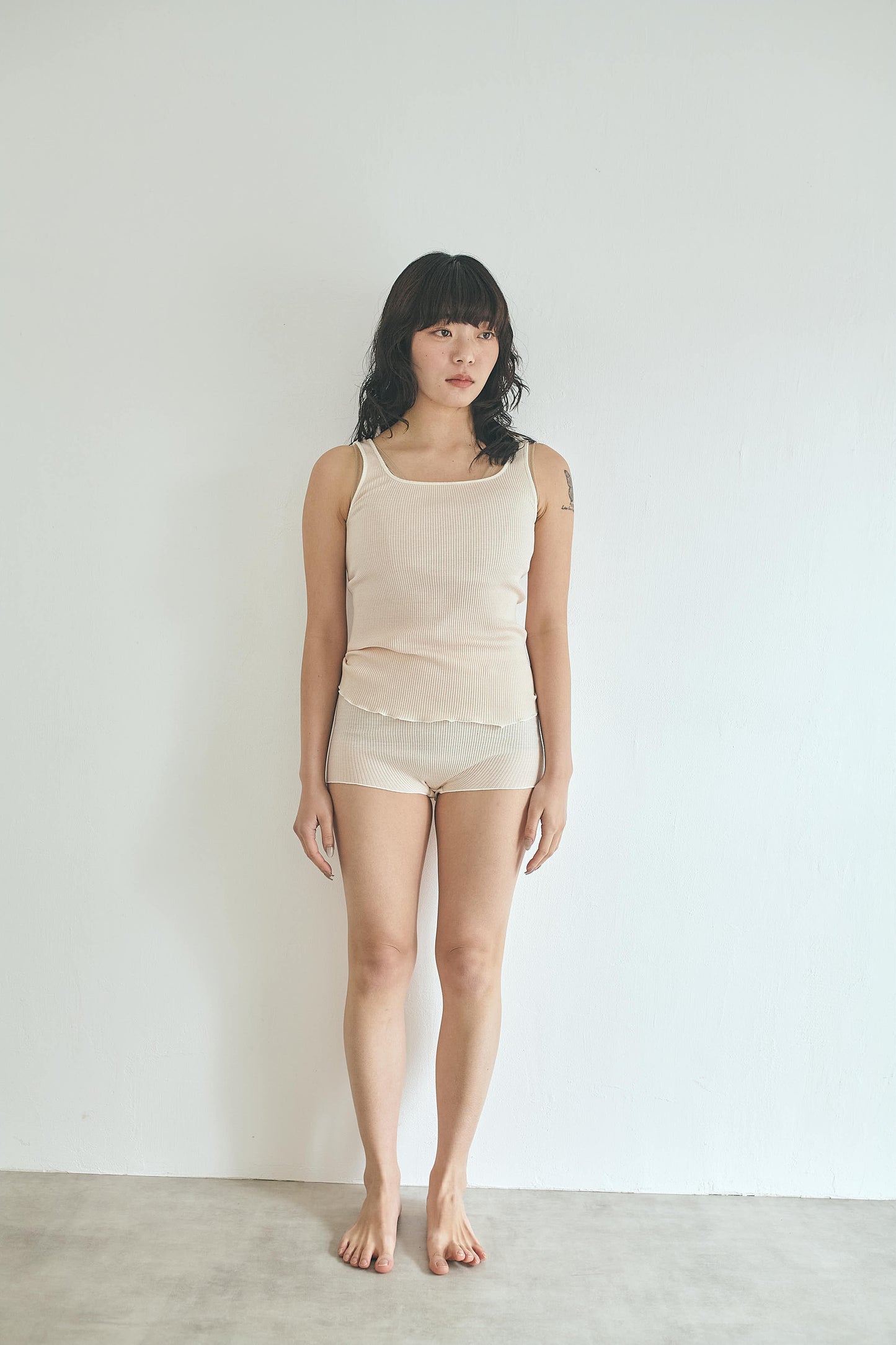 しっとりふわふわシルクコットンリブ ショーツ (桜染め)