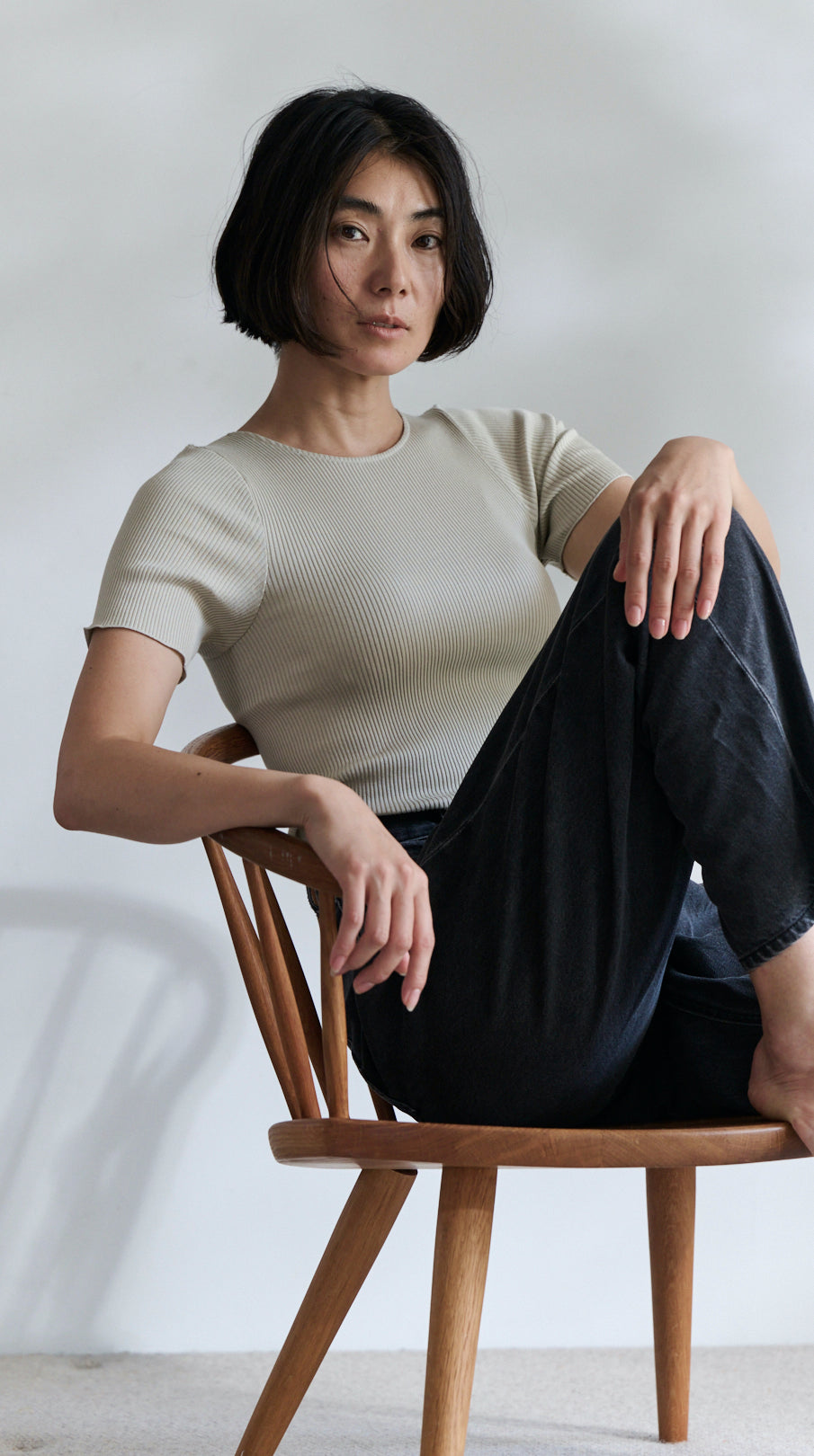 しっとりふわふわシルクコットンリブ肌着　半袖