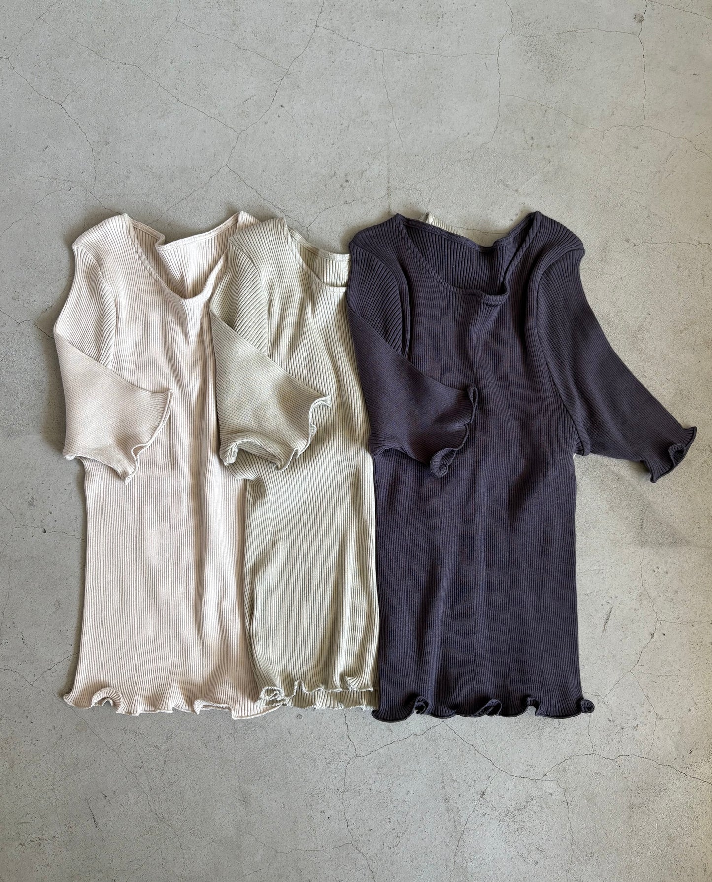 しっとりふわふわシルクコットンリブ肌着　半袖