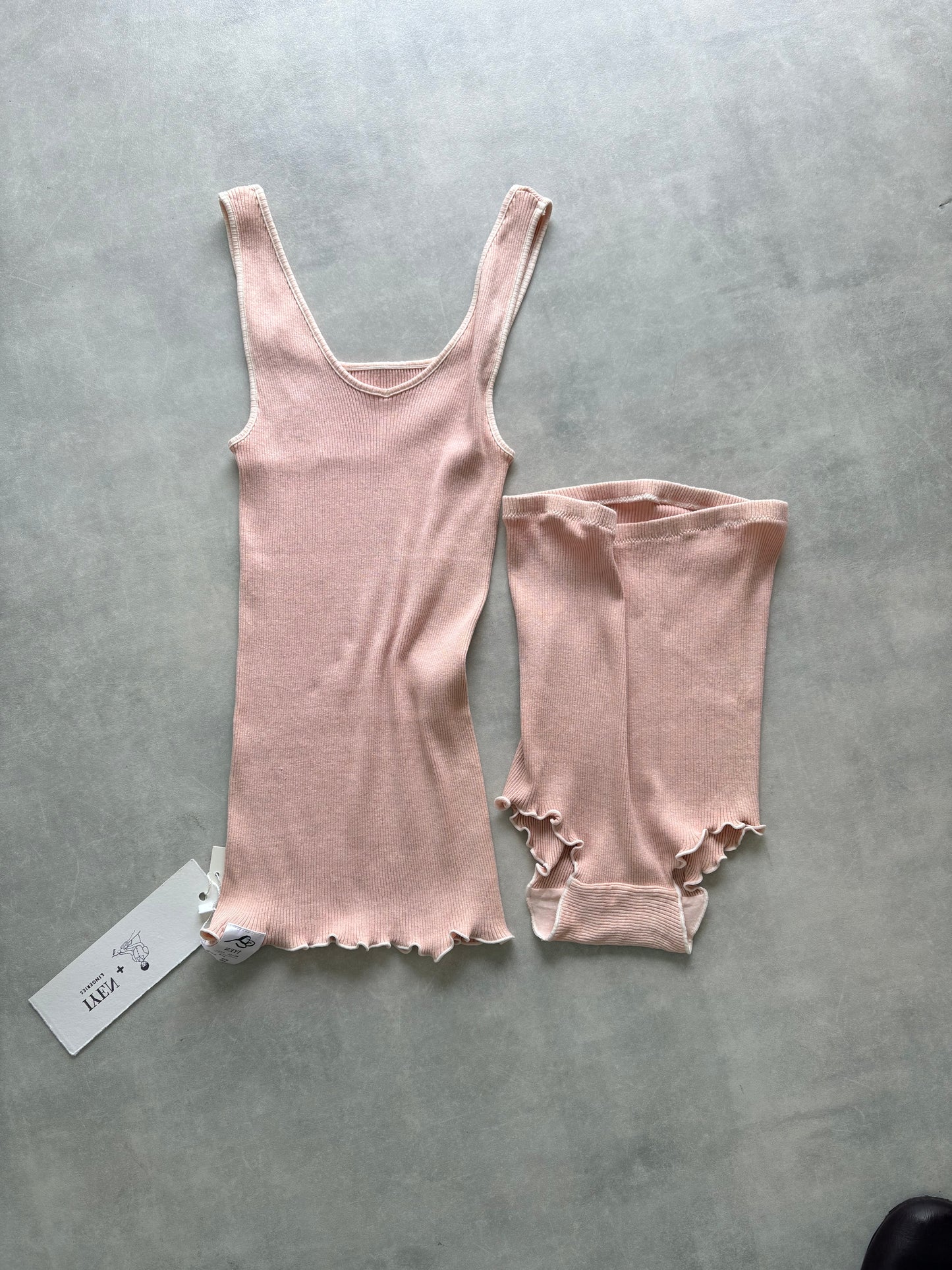 しっとりふわふわシルクコットンリブ　ショーツ (桜染め)