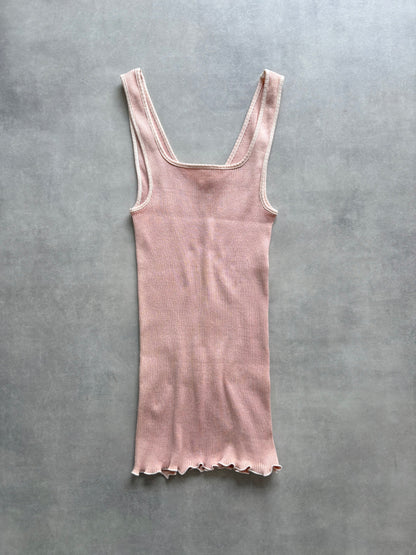 しっとりふわふわシルクコットンリブ　タンクトップ (桜染め)