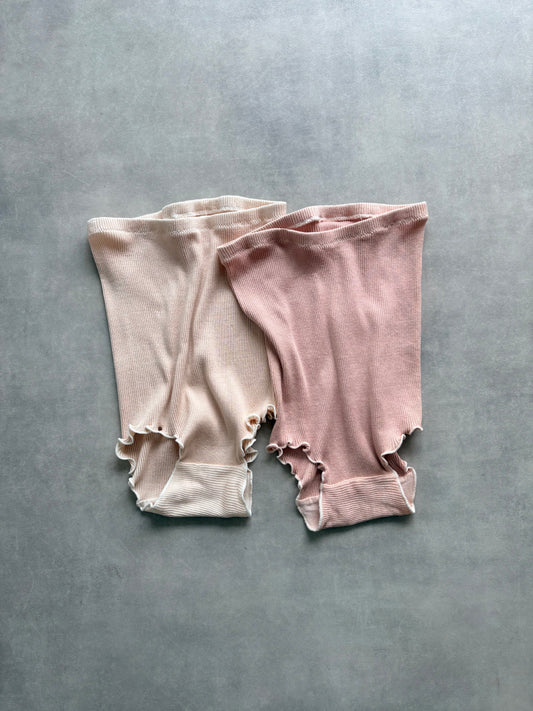 しっとりふわふわシルクコットンリブ　ショーツ (桜染め)